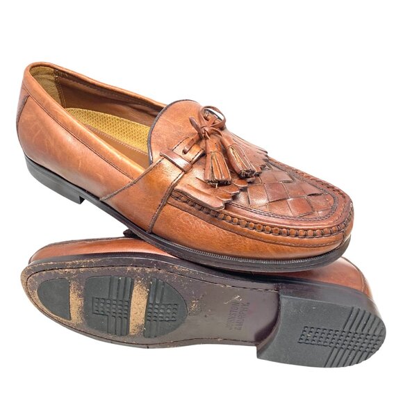 Johnston‎ & Murphy Brown Leather Lattice Vamp Tassel Loafers - Picture 10 of 11